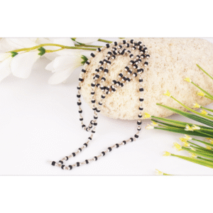 Silver Cap Black Tulsi Beads Mala