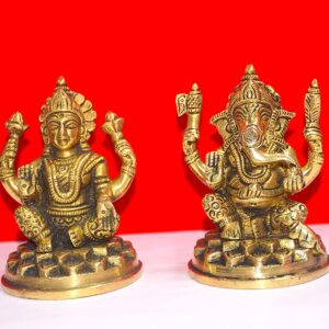 Brass Ganesha Laxmi Ganesh Lakshmi Bhagwan Idol