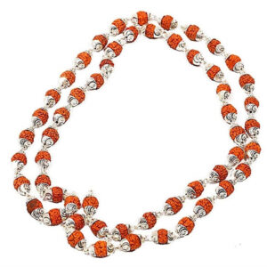 Rudraworld - Original Silver Cap Nepal Rudraksha Mala